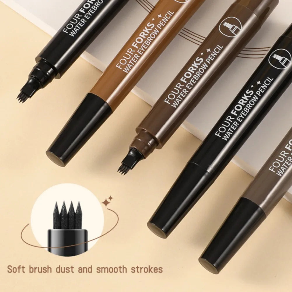 Natural Long Lasting 4-Tip Microblade Brow Pen Eyebrow Smooth Contour Stick Waterproof