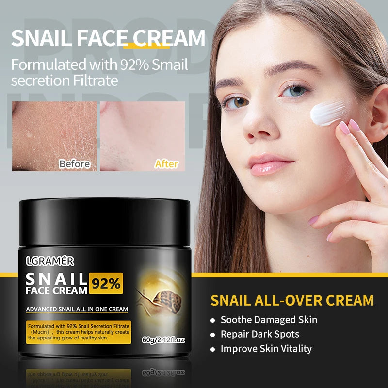 Anti Wrinkles Snail Face Cream Collagen Moisturizing Nourish Repair Face Damaged